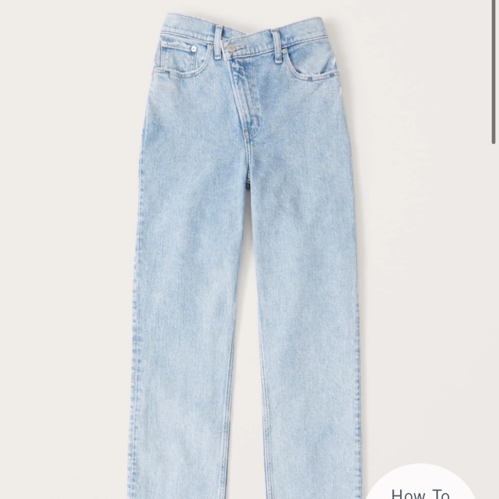 Abercrombie split criss crossed waist jeans, denim, straight boot cut
